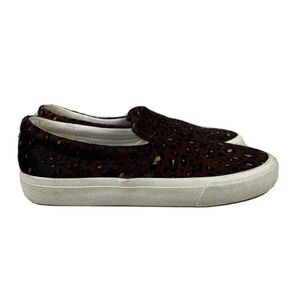 Madewell Sidewalk Sneakers 9 Womens Real Calf Hair Leopard Slip On Casual